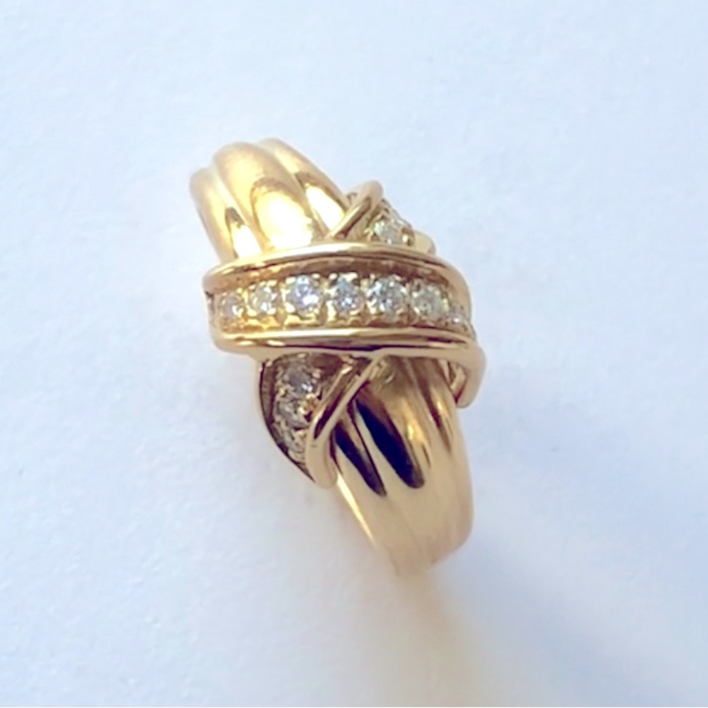 Tiffany & Co 18k gold ring with diamonds Size 5.5 - Picture 1 of 4